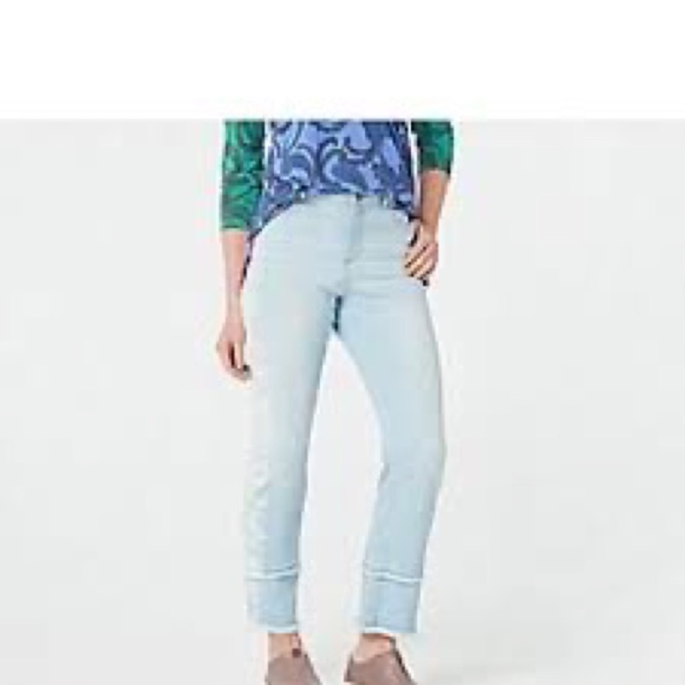 Logo High Rise Wide Leg Cropped Jeans-size 8